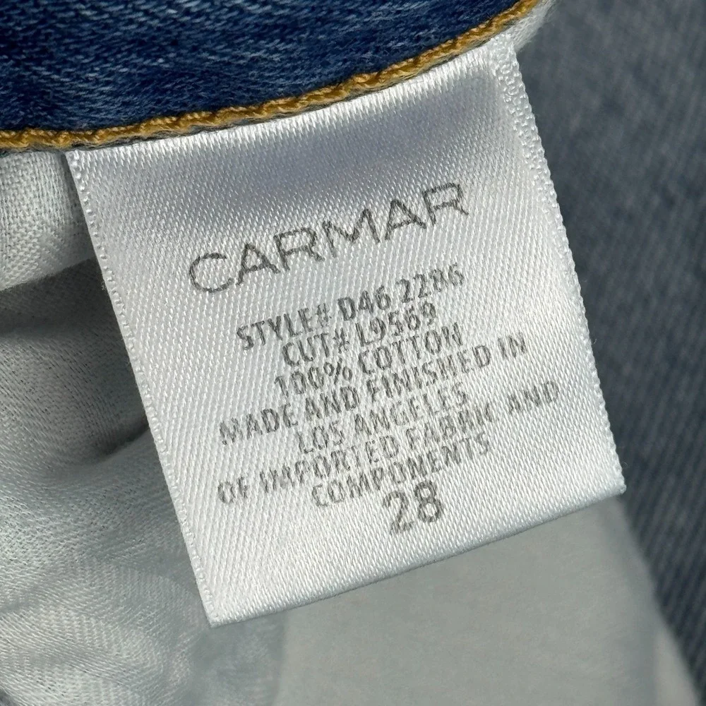 Carmar Emelia Jackson Jeans Womens 28 Blue Button Fly Distressed Raw Hem Pants